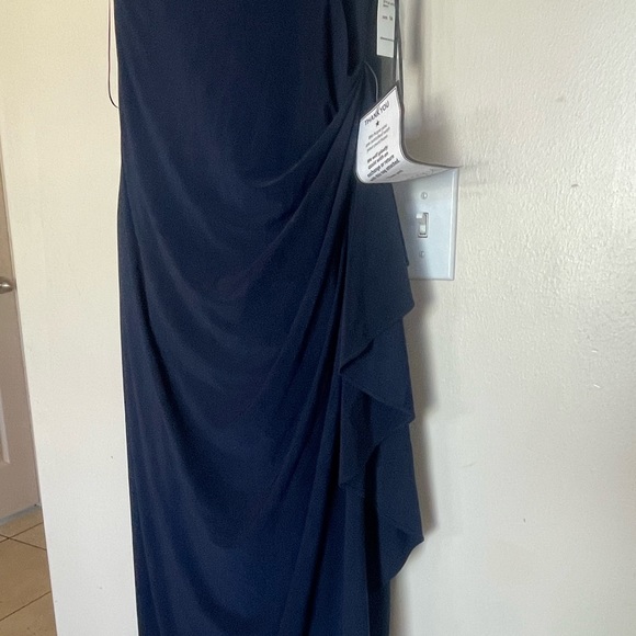 Alex Evenings Long Formal Drape Rushing Dress Wedgewood Blue Size 14 - Picture 2 of 4